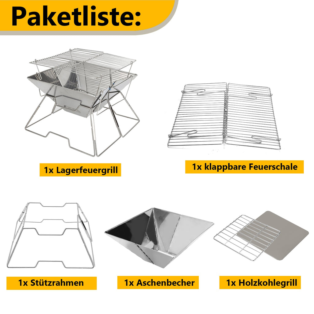 Cosmo Go Klappgrill Edelstahl Camping Holzofen Tragbar