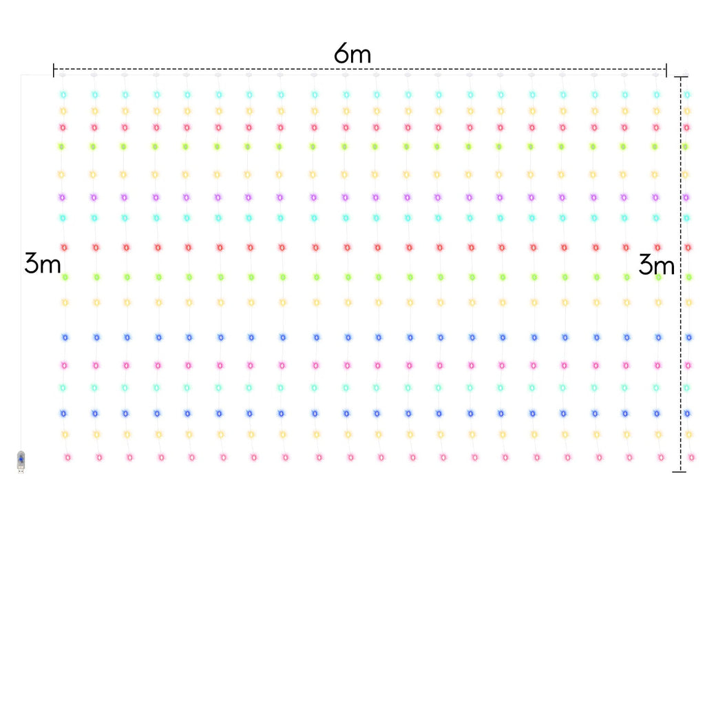 Cosmo Go LED Lichtervorhang 3x3m/3x6m Warmweiß/Farbe