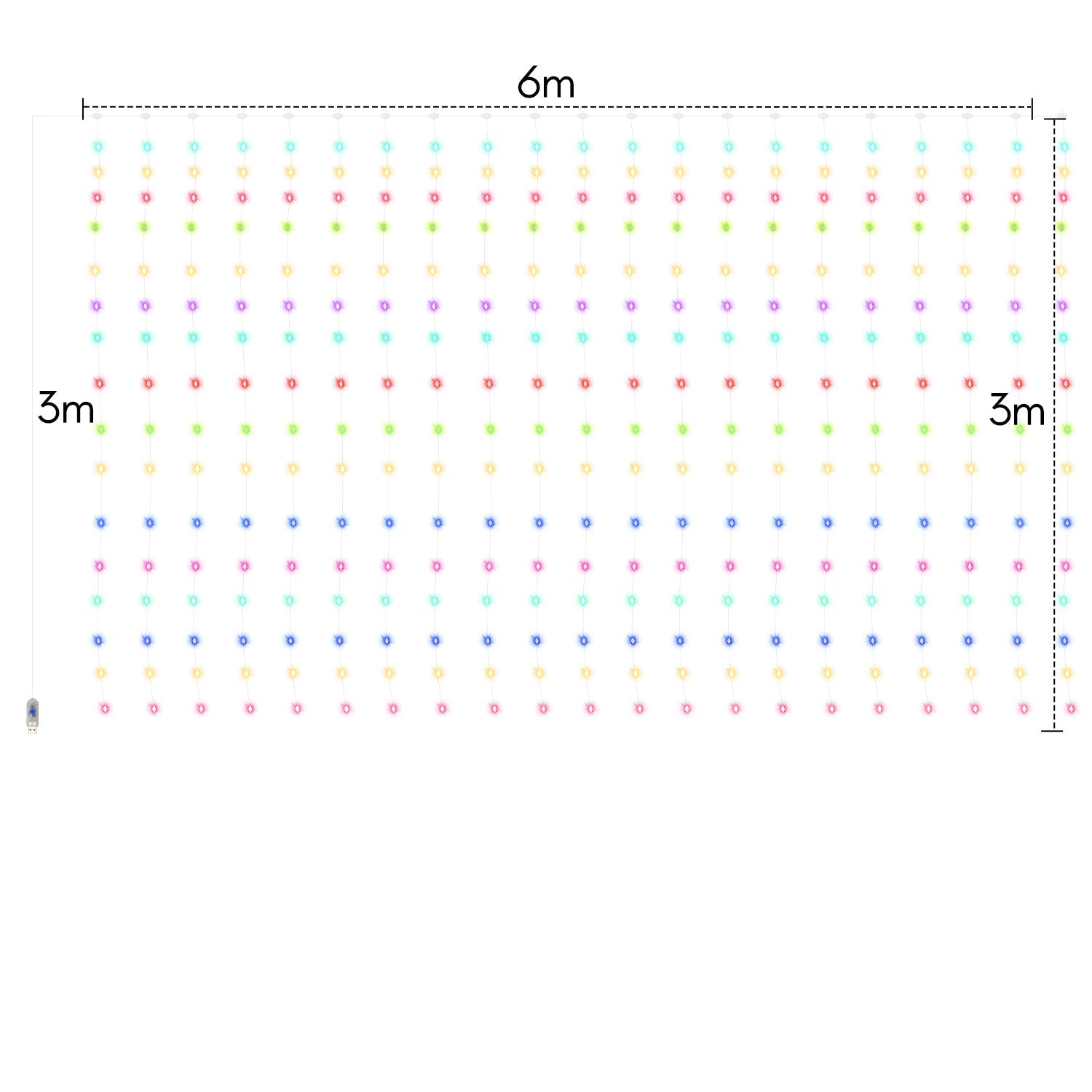 Cosmo Go LED Lichtervorhang 3x3m/3x6m Warmweiß/Farbe