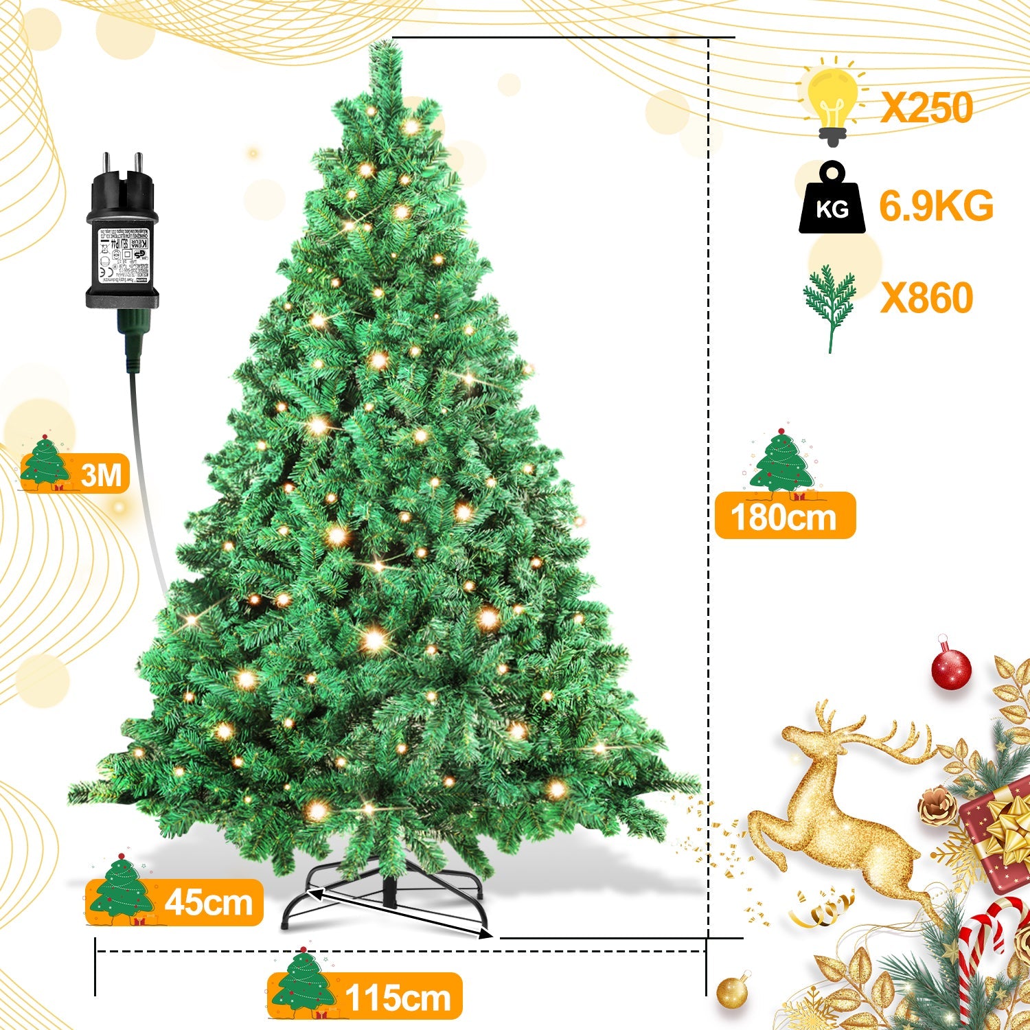 Cosmo Go Weihnachtsbaum künstlich mit Beleuchtung
