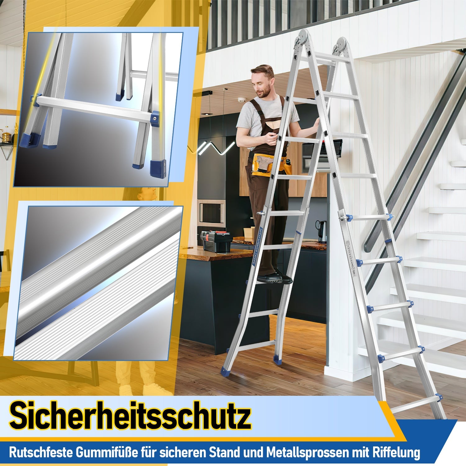 Cosmo Go Teleskopleiter Multifunktionsleiter 3 in 1 Aluleiter