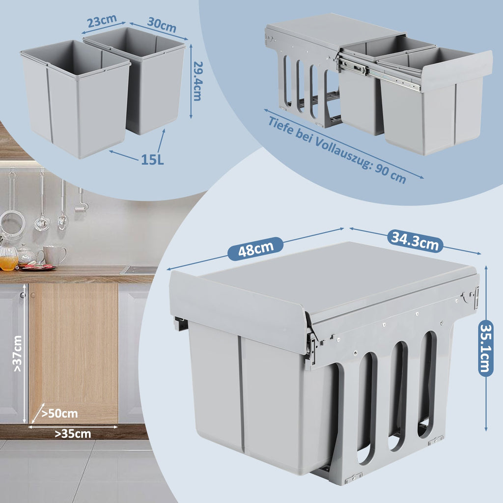 Cosmo Go Mülleimer Abfalleimer Einbau 30L Schrank
