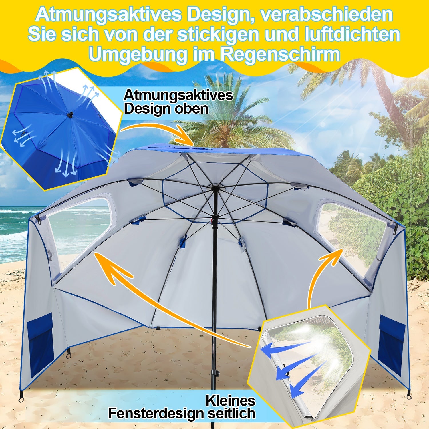 Cosmo Go 210cm Sonnenschirm Strandmuschel 2 in 1