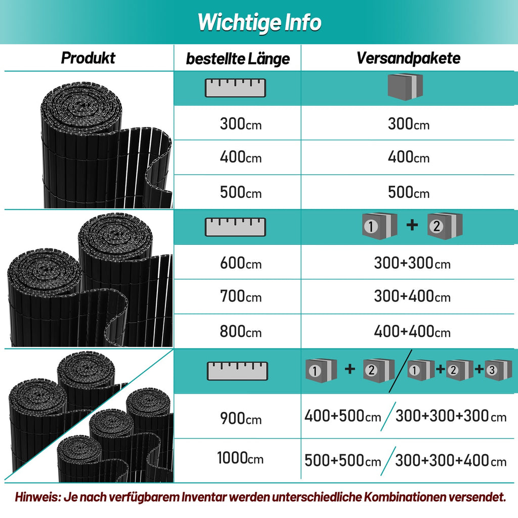 Cosmo Go PVC Sichtschutzmatte mit Kabelbindern