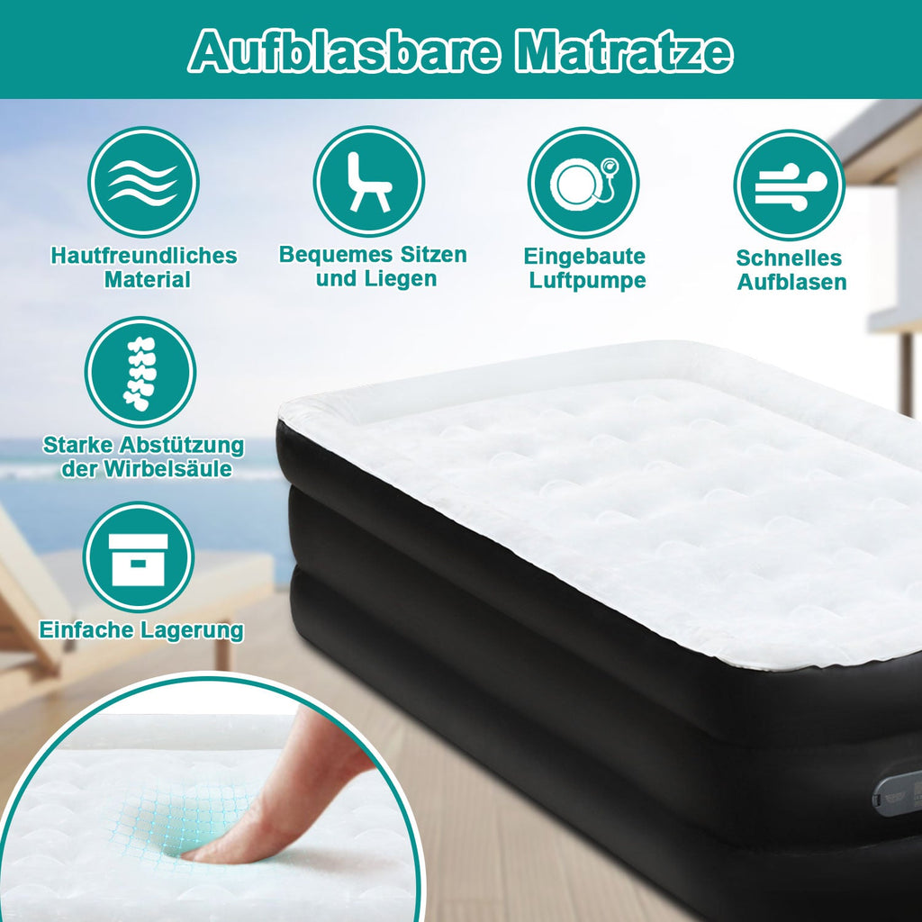 Cosmo Go Aufblasbare Matratze Luftmatratze Einzel/Doppel