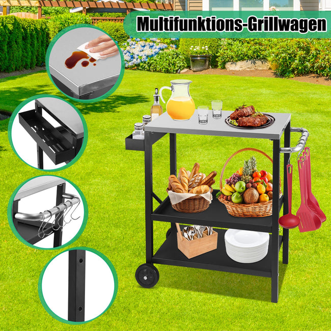 Cosmo Go Grillwagen Grilltisch Höhenverstellbar mit 3 Ablagen BBQ Main Image