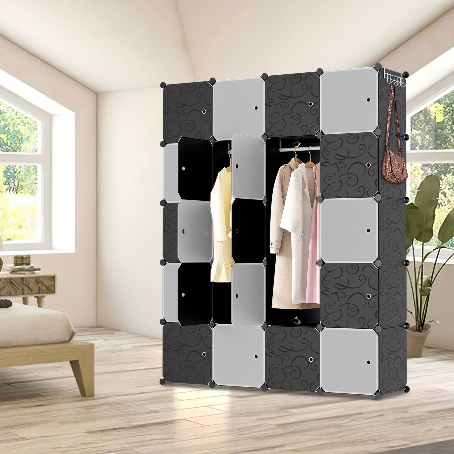 Cosmo Go Multifunktionaler Kleiderschrank mit Haken und Kleiderbügel