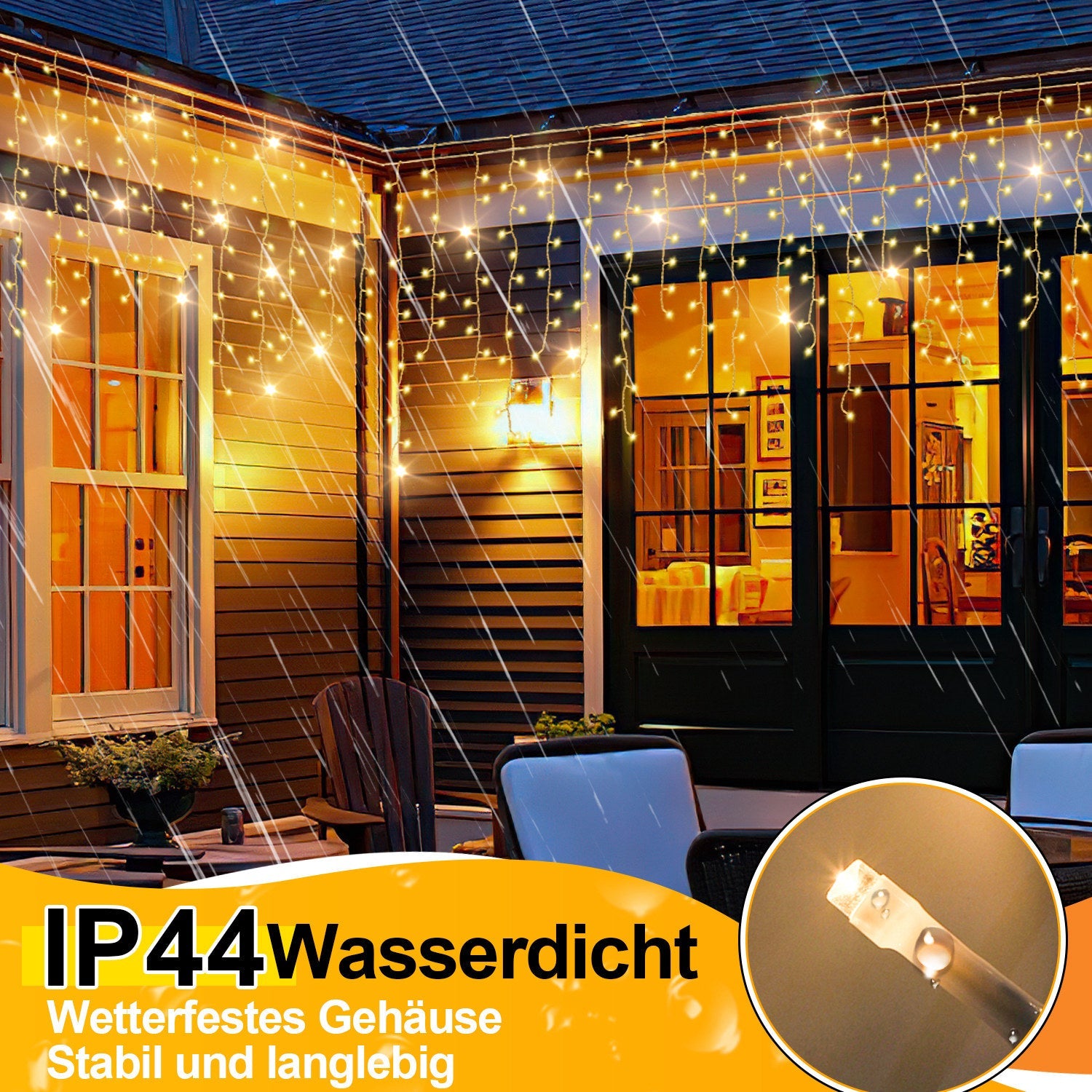 Cosmo Go Solar Eisregen Lichterkette mit Fernbedienung 5m-15m