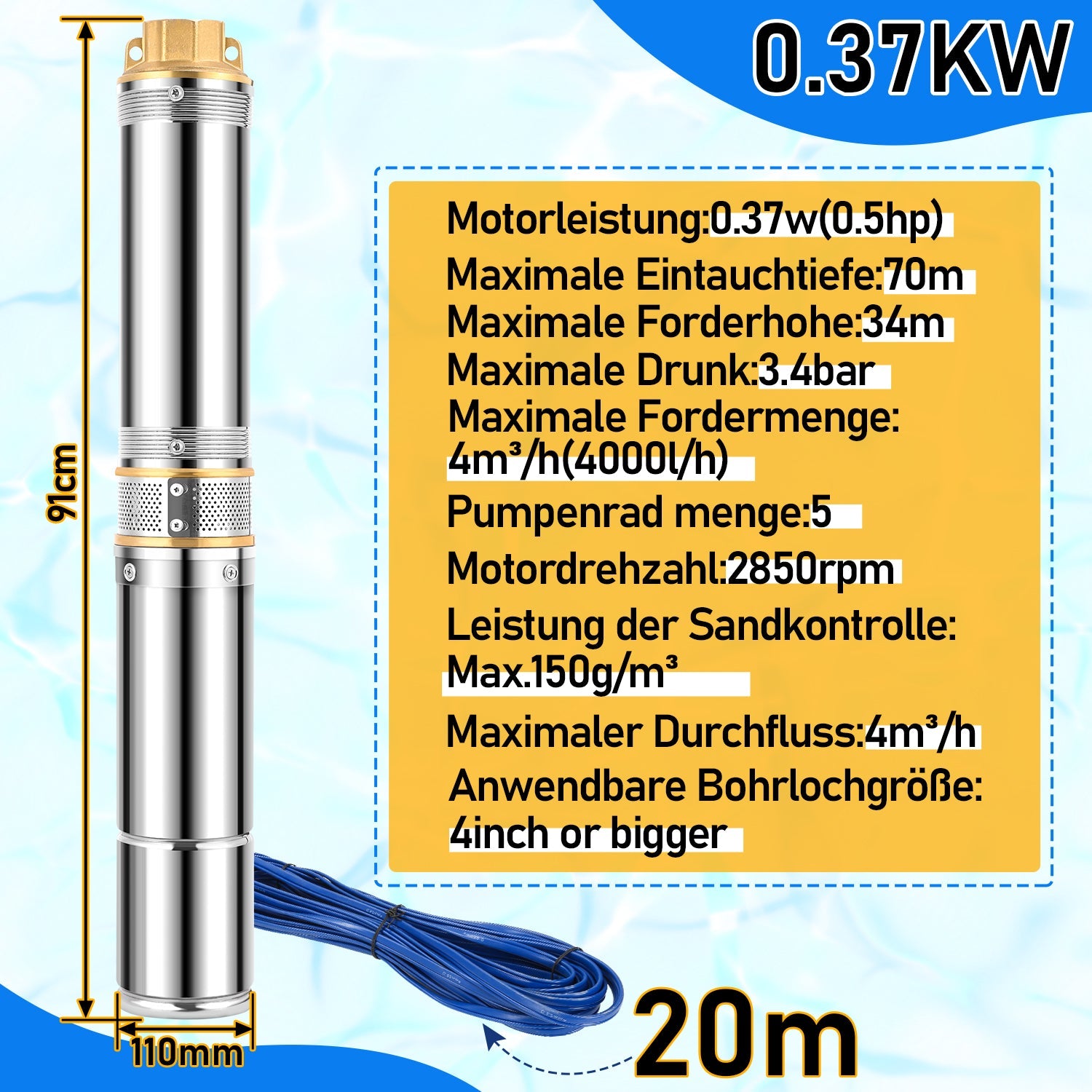 Cosmo Go Tiefbrunnenpumpe für Gartenbewässerung Edelstahl