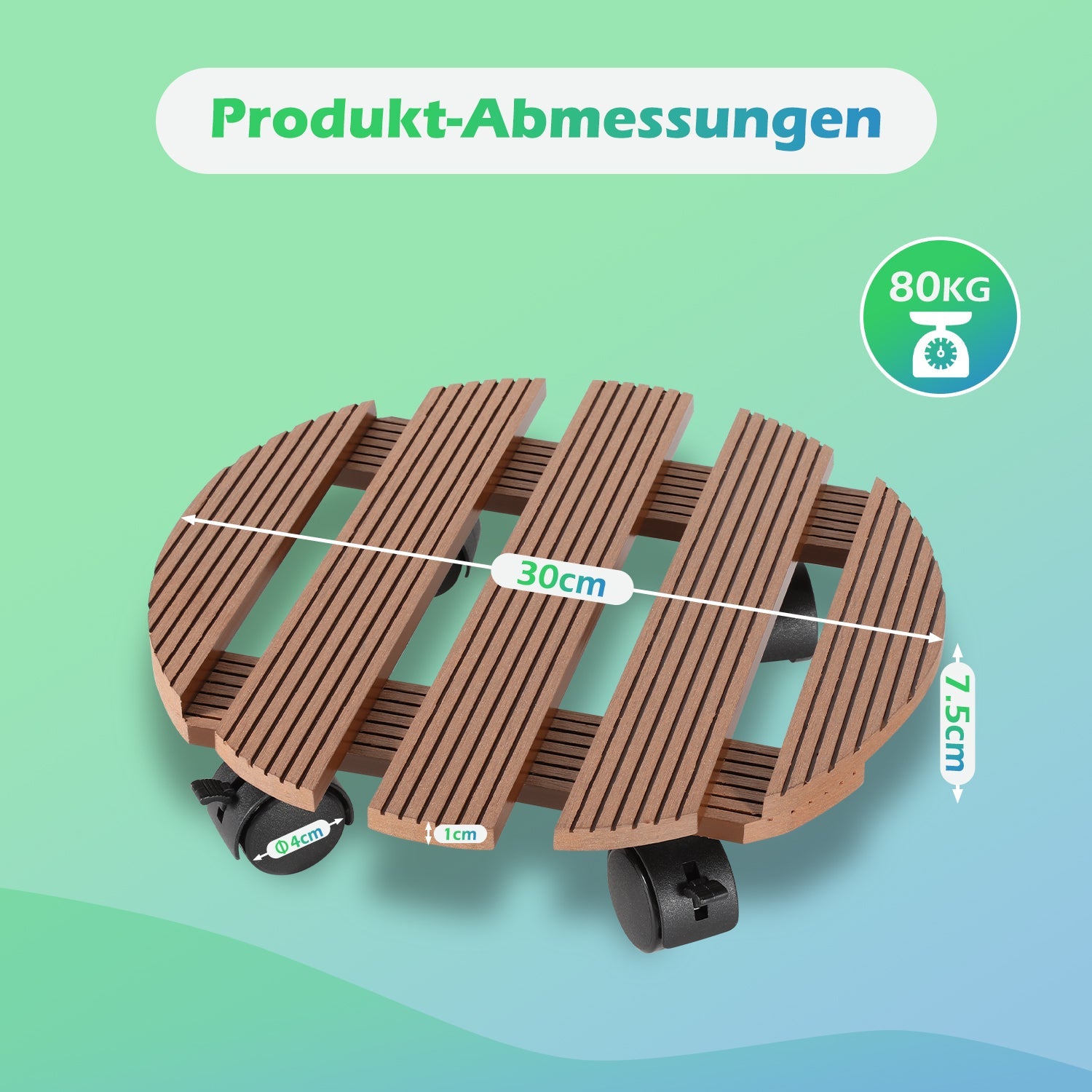 Cosmo Go WPC Pflanzenroller Rund mit Rollen Tragkraft 80 kg