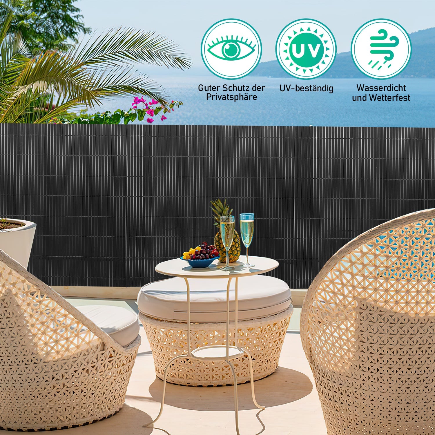 Cosmo Go PVC Sichtschutzmatte mit Kabelbindern