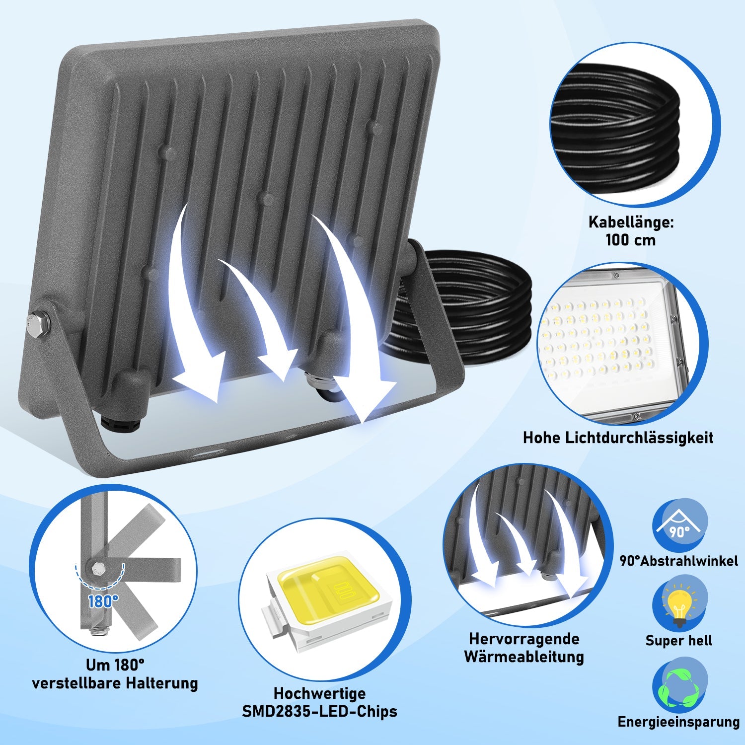 Cosmo Go LED Außenstrahler Kaltweiß IP65 50W-200W