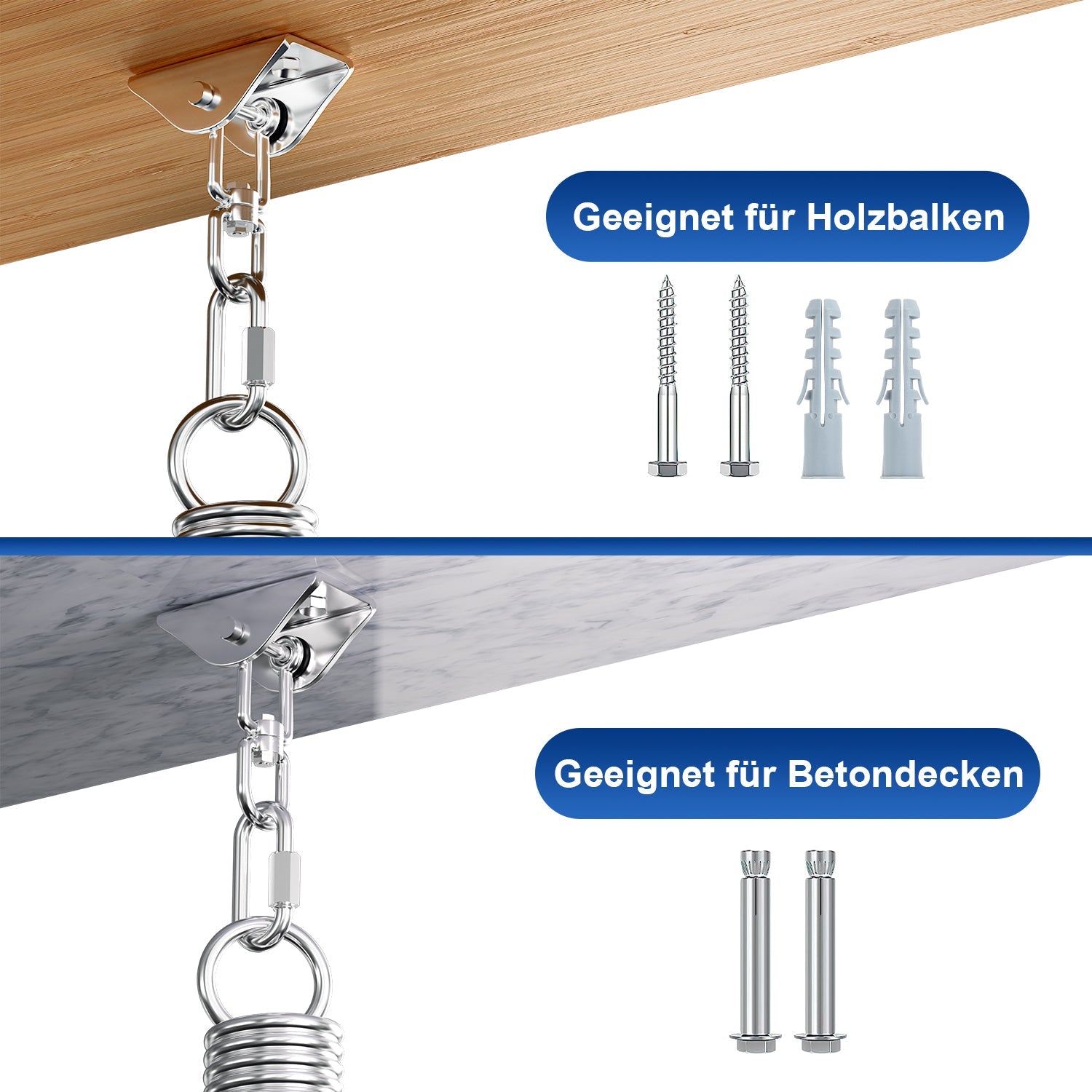 Cosmo Go 2 Stück Deckenhaken Edelstahl Schwingfeder