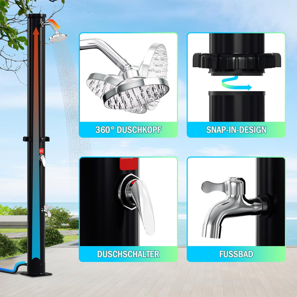 Cosmo Go 20L Solardusche mit Duschkopf und Schutzabdeckung