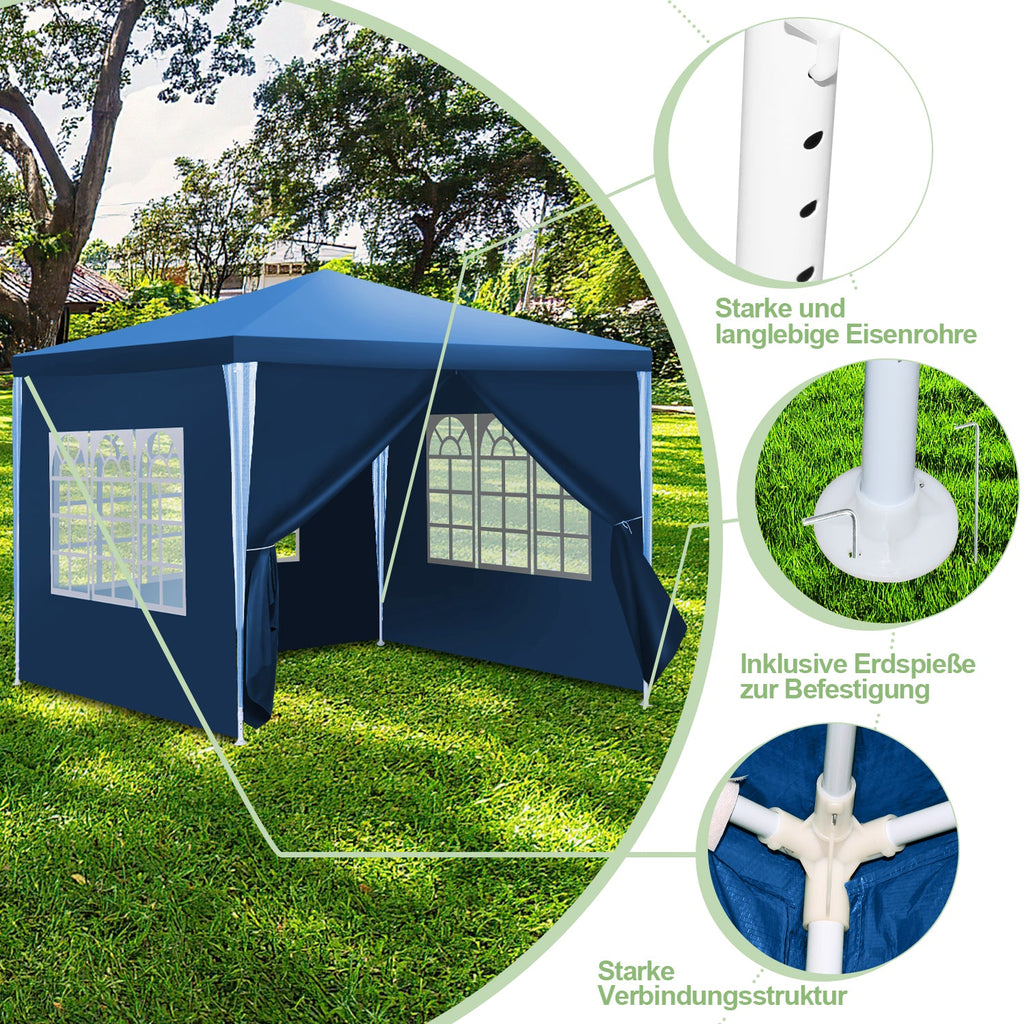 Cosmo Go Pavillon 3x3m Partyzelt Wasserdicht mit Seitenteilen