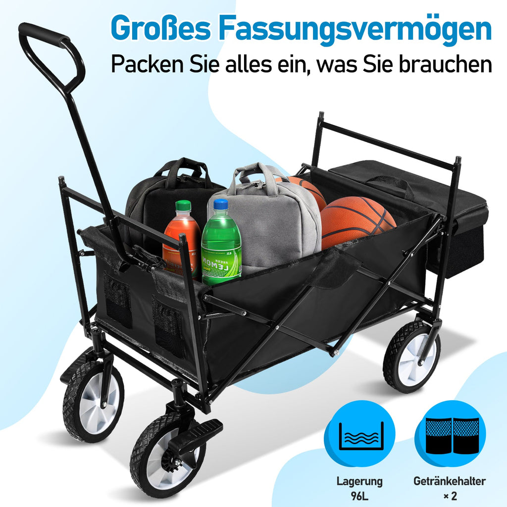 Cosmo Go Bollerwagen Transportwagen mit Dach Faltbar 80kg Belastbarkeit