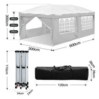 Cosmo Go Pop-Up Pavillon Gazebo mit Zentralverriegelung 3x6m mit Seiten