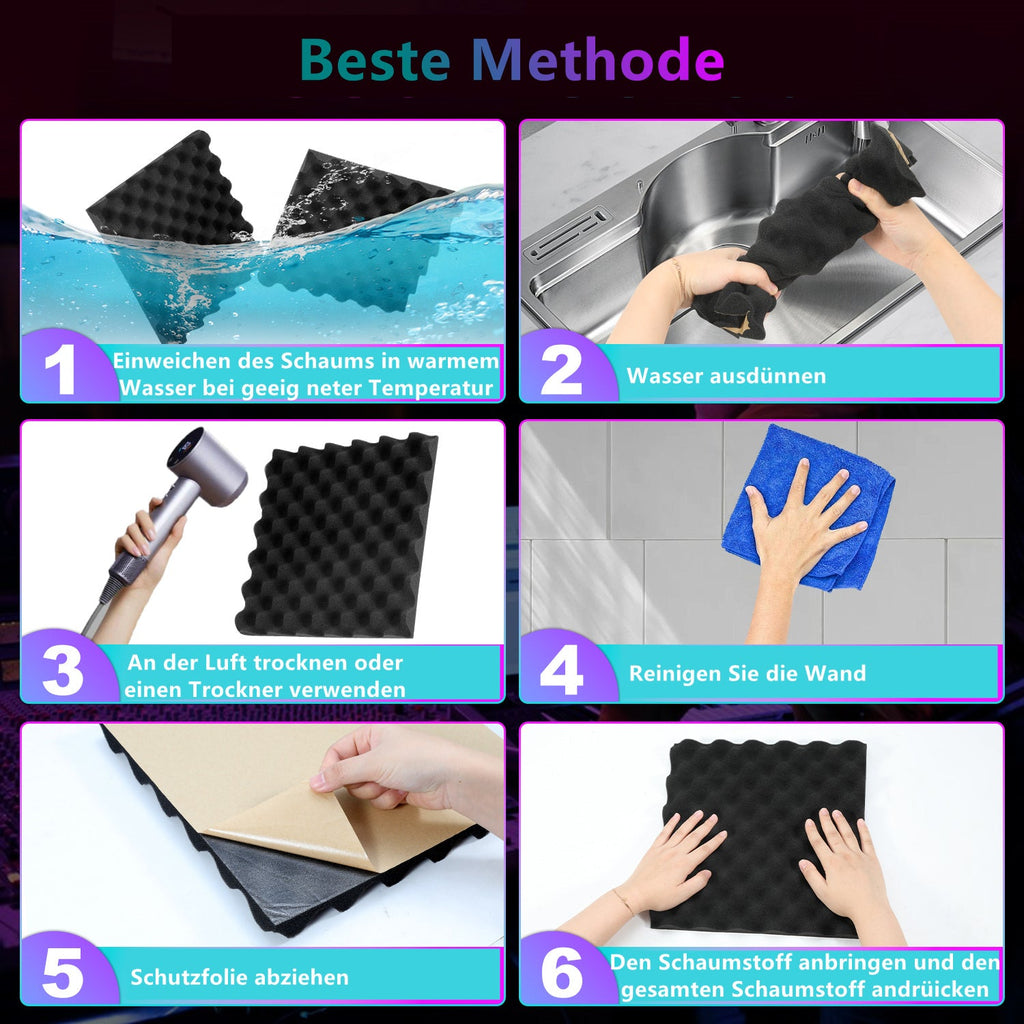 Cosmo Go Akustikschaumstoff Selbstklebend 3D Hochdichte Wellenmuster