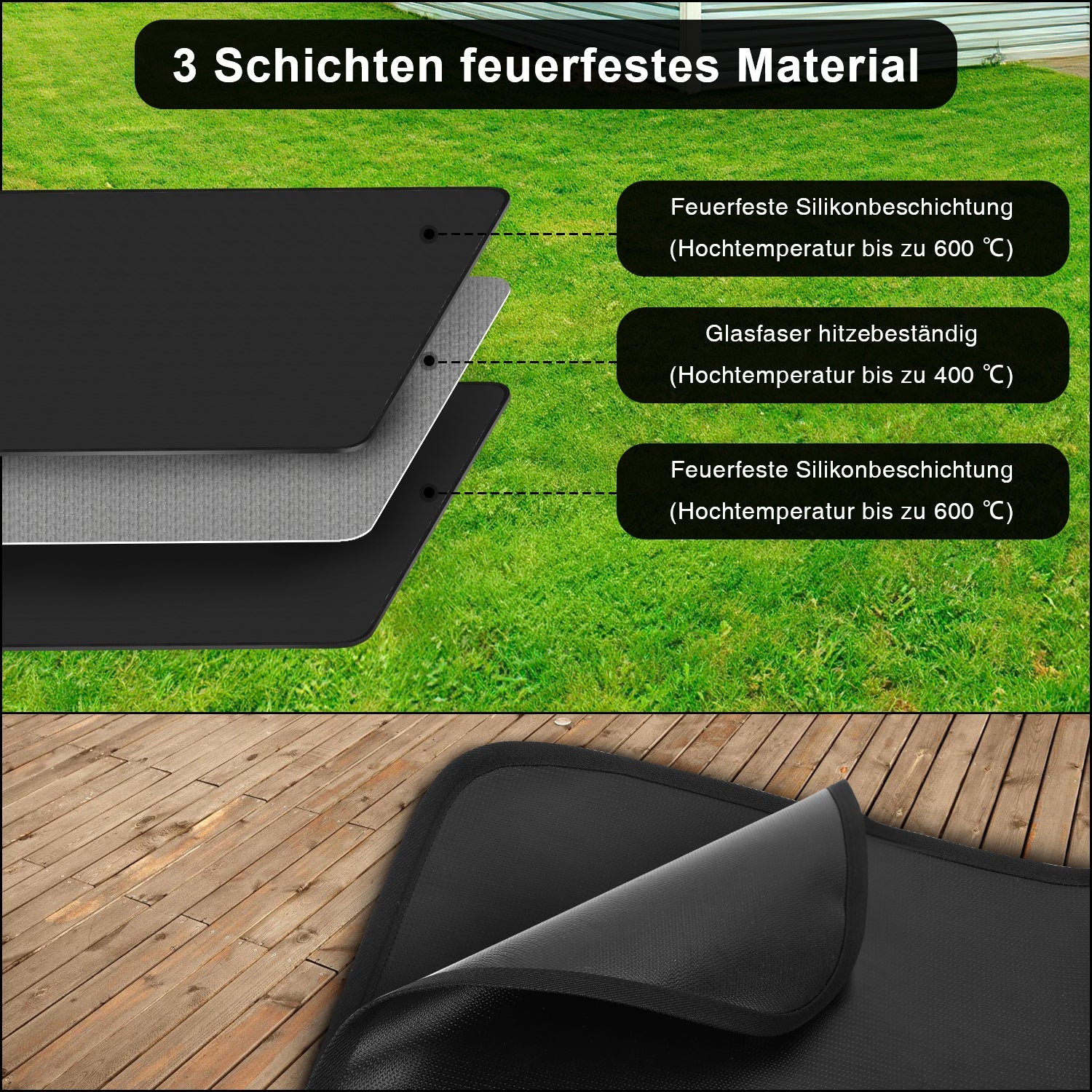 Cosmo Go Grillmatte BBQ Matte Silikonglasfaser