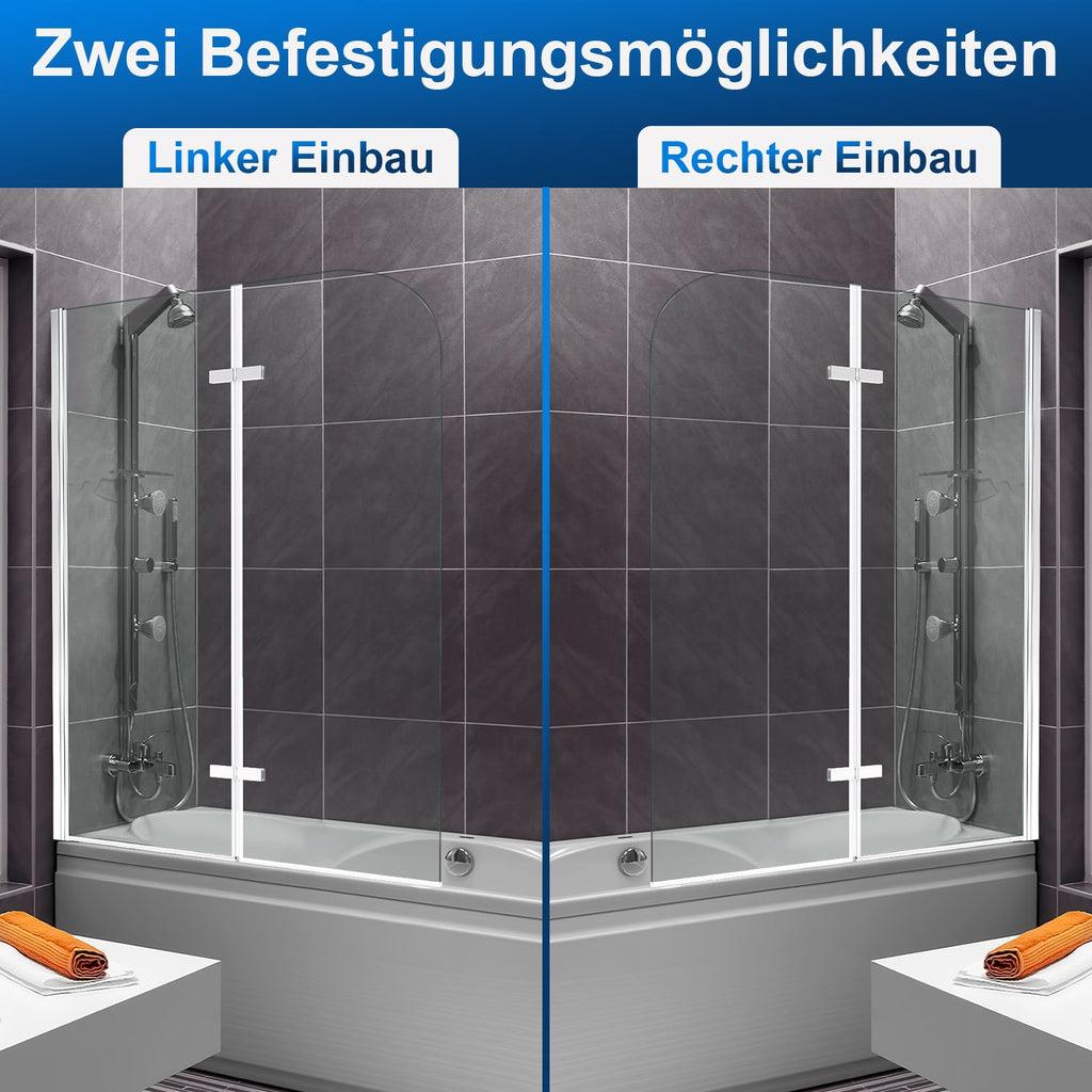 Cosmo Go Duschwand für badewanne Faltbare Glas Duschtrennwand
