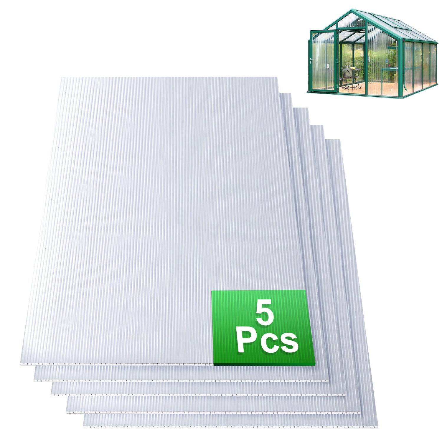 Cosmo Go Polycarbonat Hohlkammerstegplatten 8mm 5 Stück für Gewächshaus