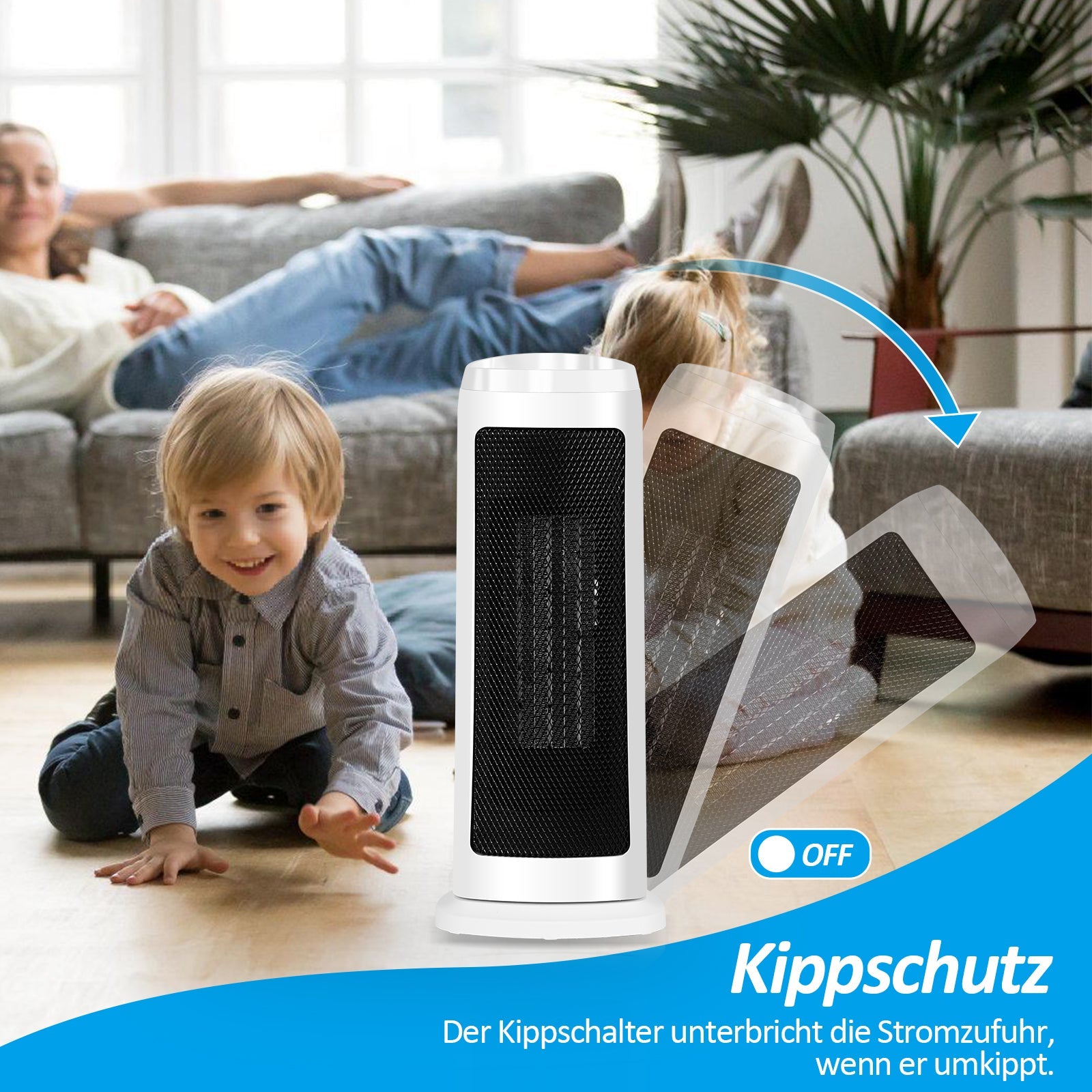 Cosmo Go 2000W Keramik Heizlüfter mit automatischer Oszillation