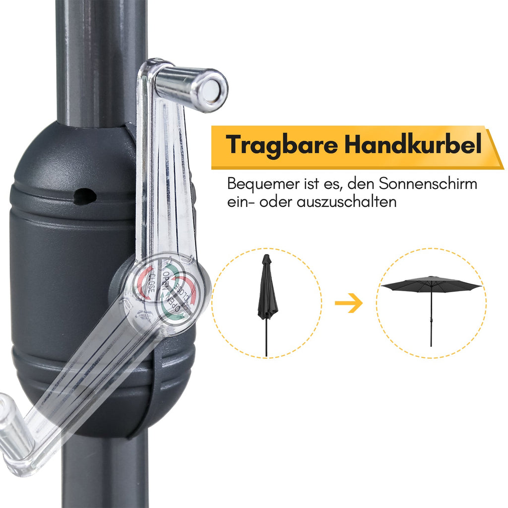 Cosmo Go Sonnenschirm 3.5m mit LED Solar Garten