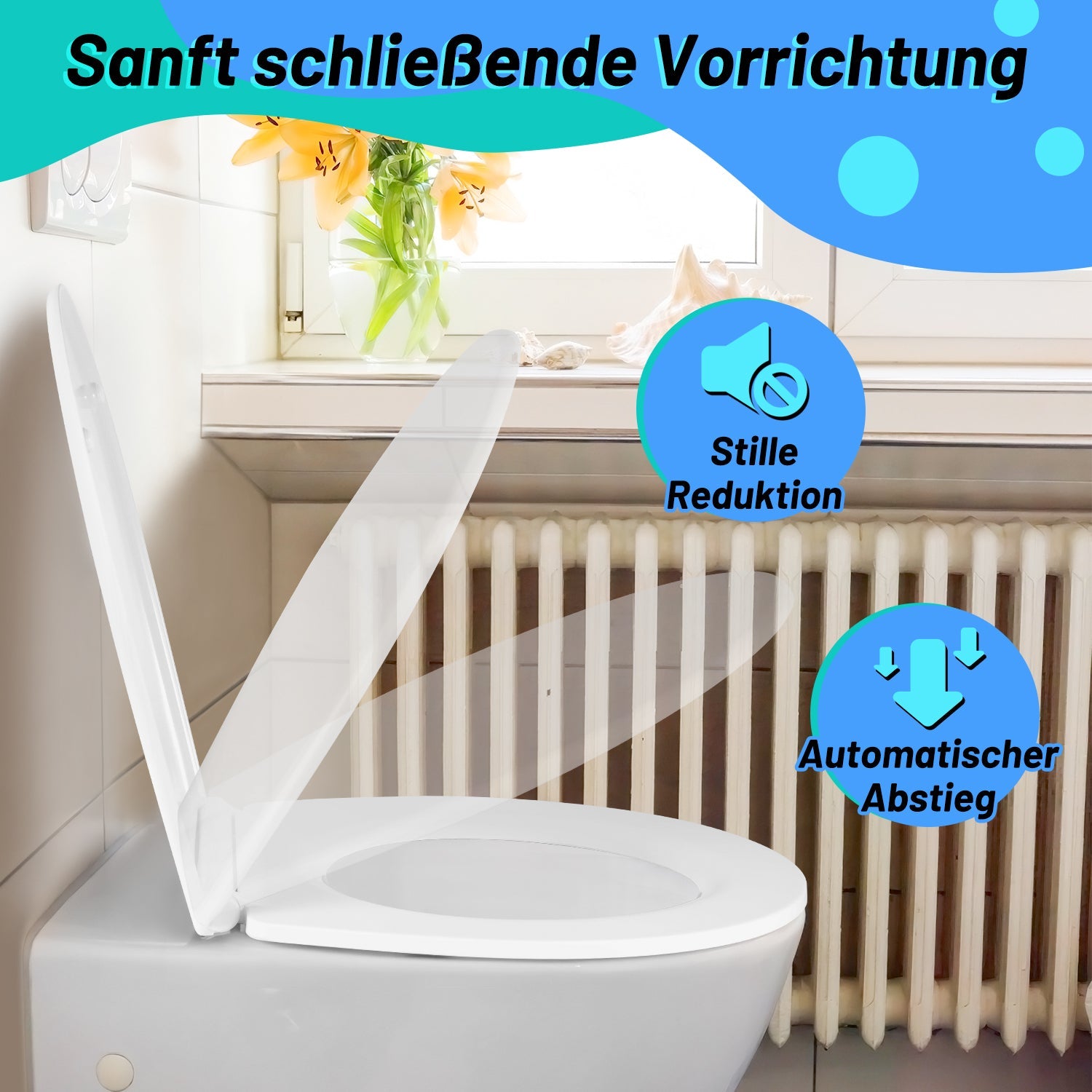 Cosmo Go Toilettendeckel WC Sitz mit Absenkautomatik O-Form