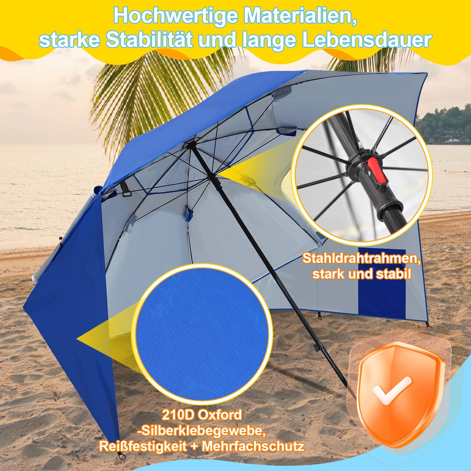 Cosmo Go 210cm Sonnenschirm Strandmuschel 2 in 1