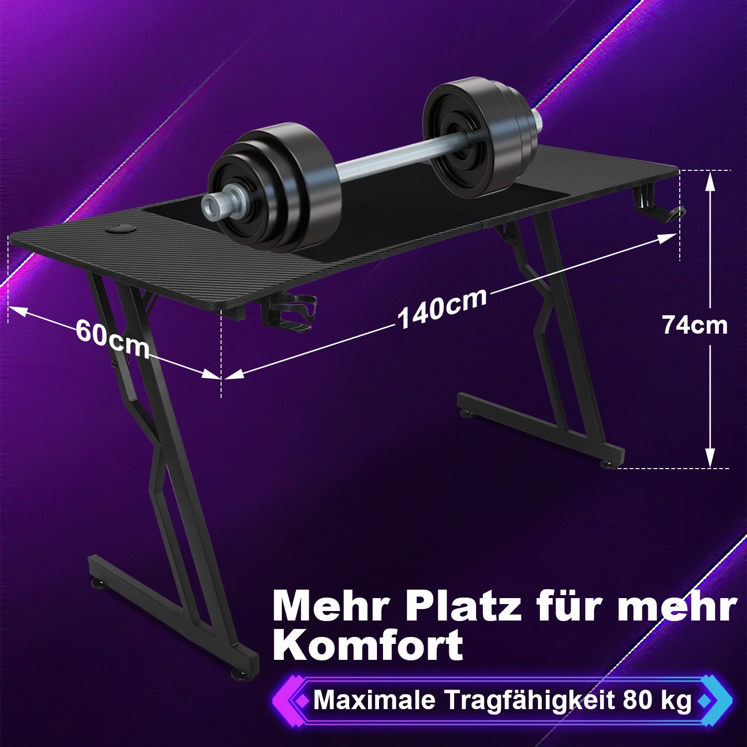 Cosmo Go Gaming Schreibtisch Gaming Tisch 120/140cm