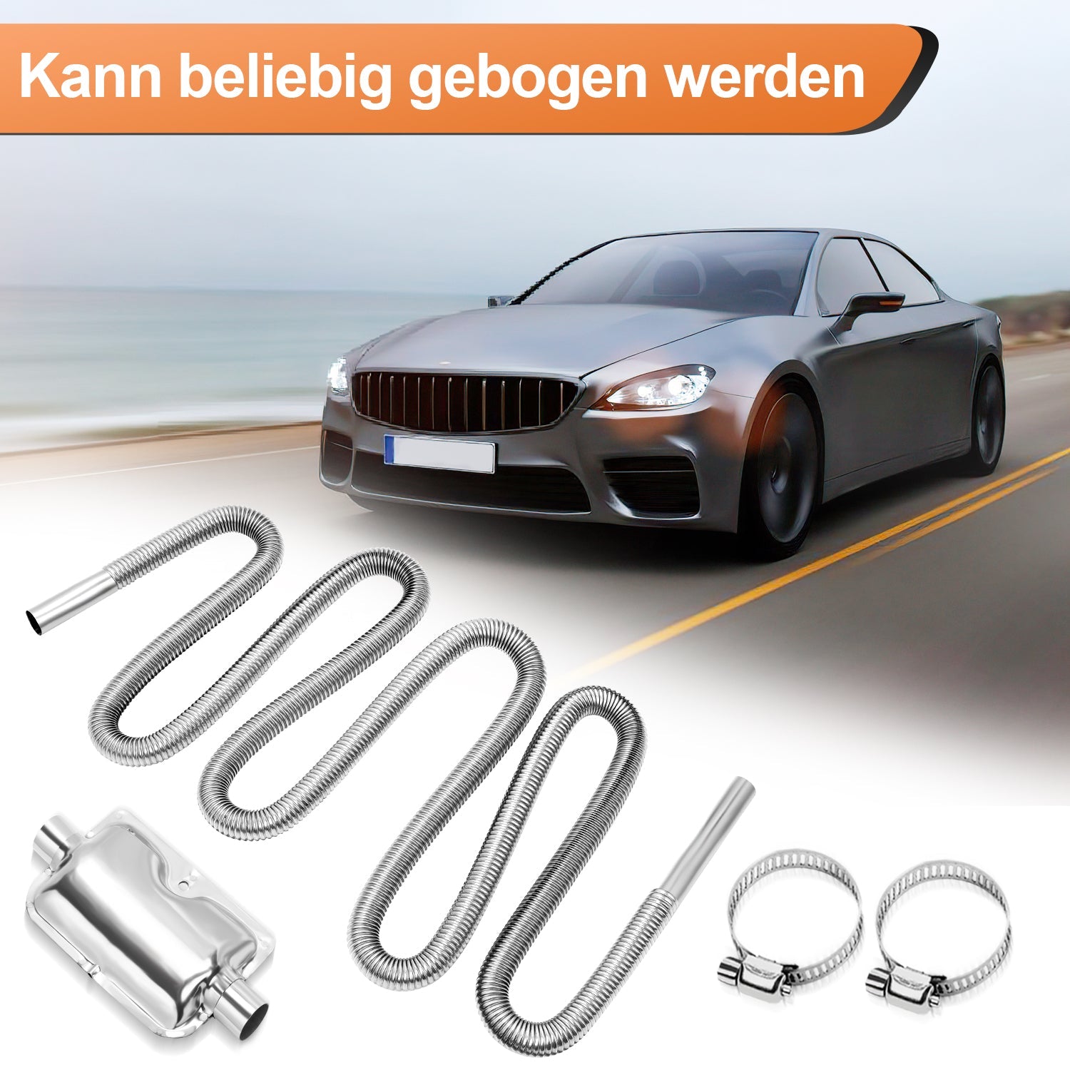 Cosmo Go Abgasschlauch Auto Edelstahl Schalldämpfer