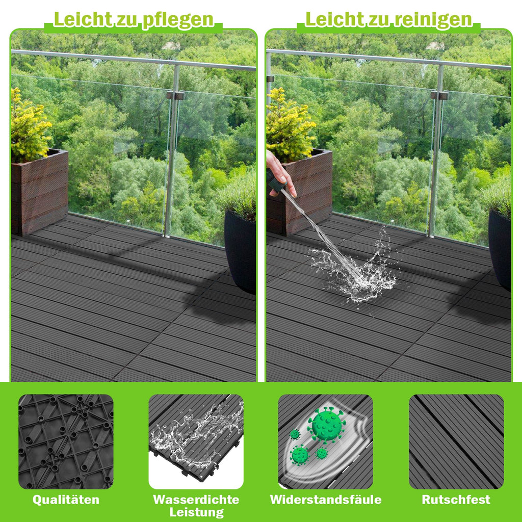 Cosmo Go WPC Terrassenfliesen 30x60cm 6er Set in Holzoptik