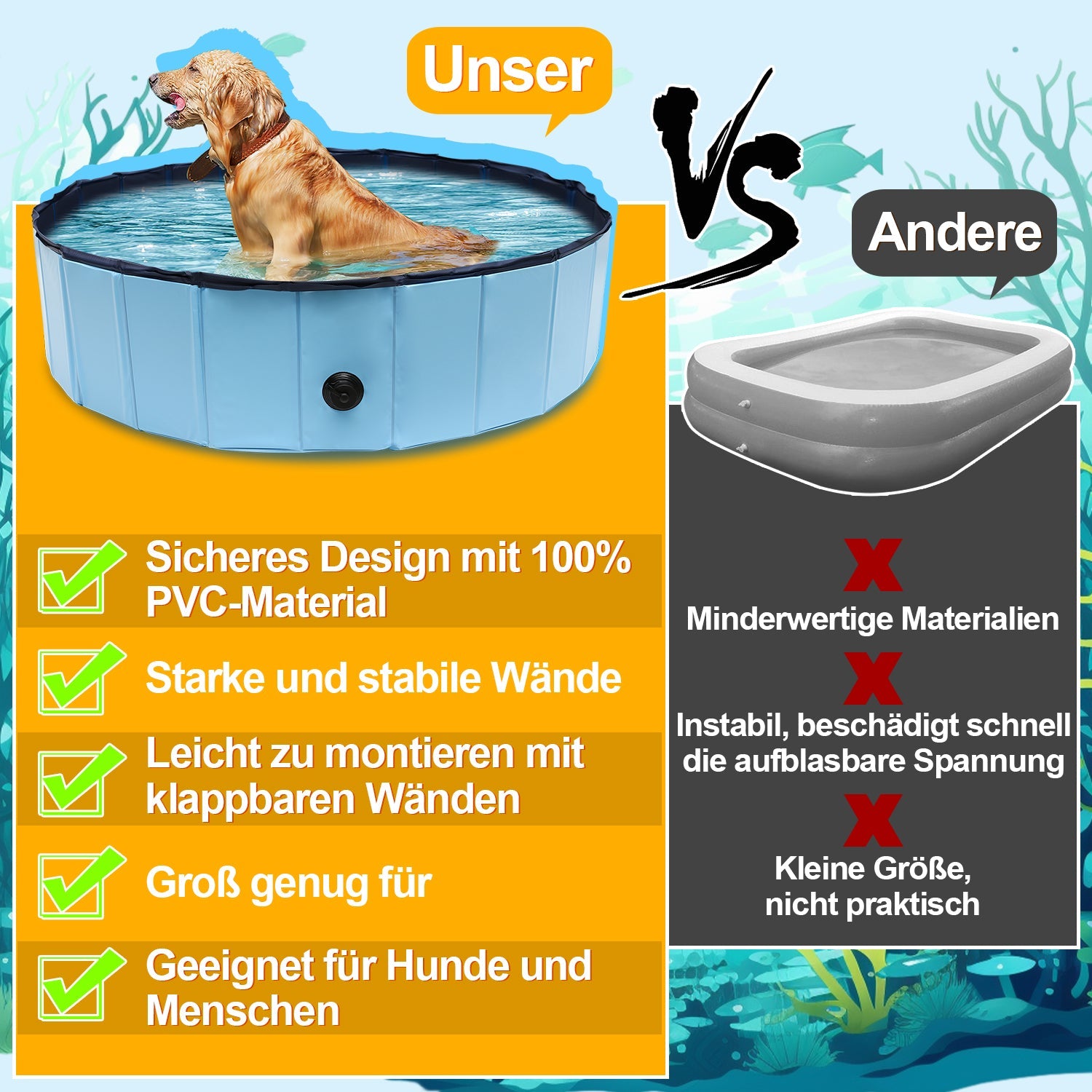 Cosmo Go Hundepool Faltbarer Swimmingpool