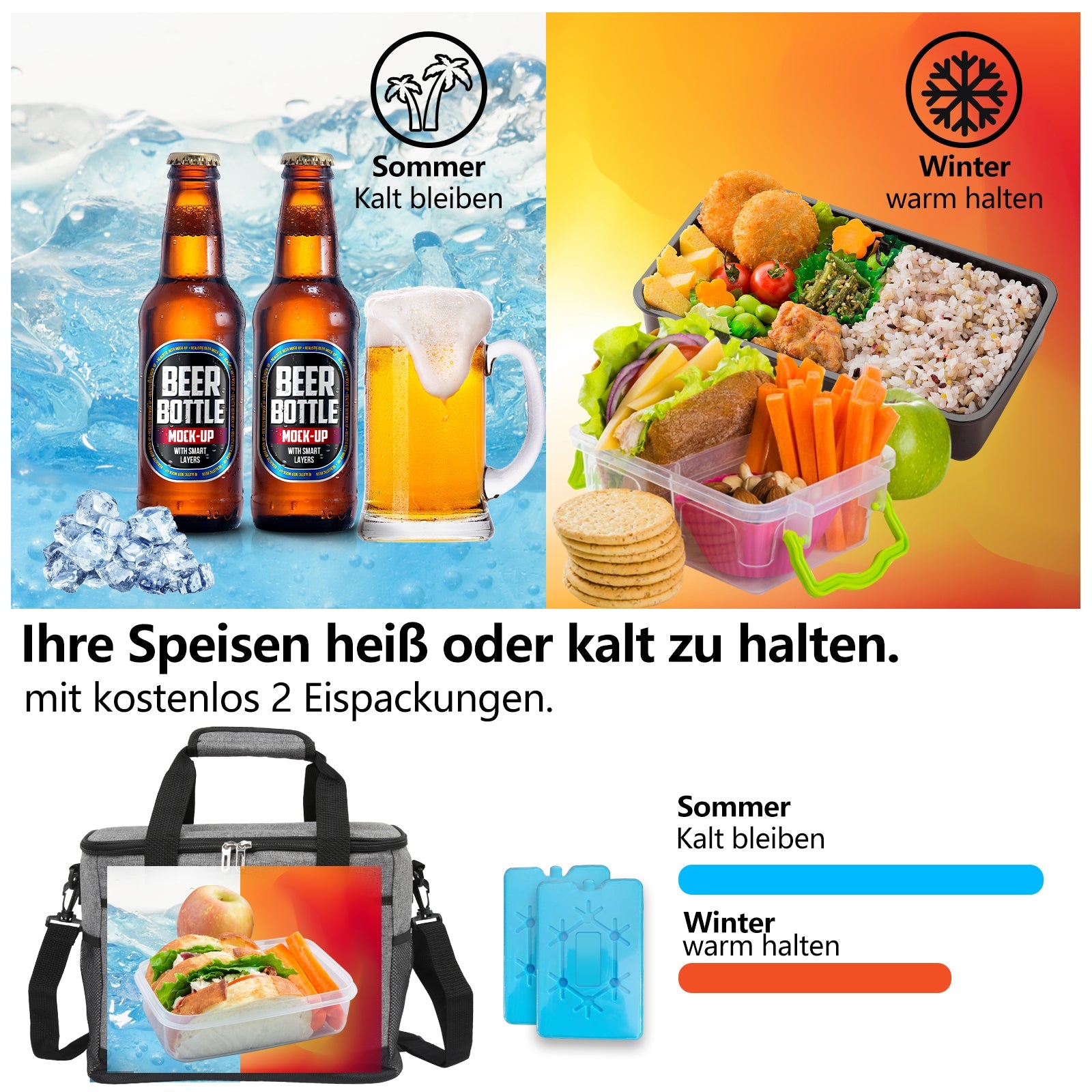 Cosmo Go Kühltasche Faltbar mit Kühlakku