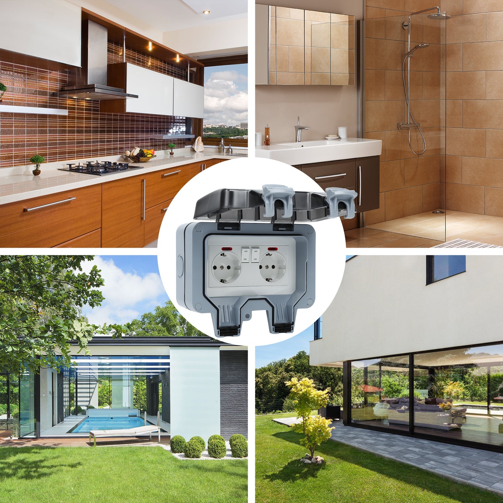 Cosmo Go Außensteckdose Wasserdicht Doppelsteckdose IP66