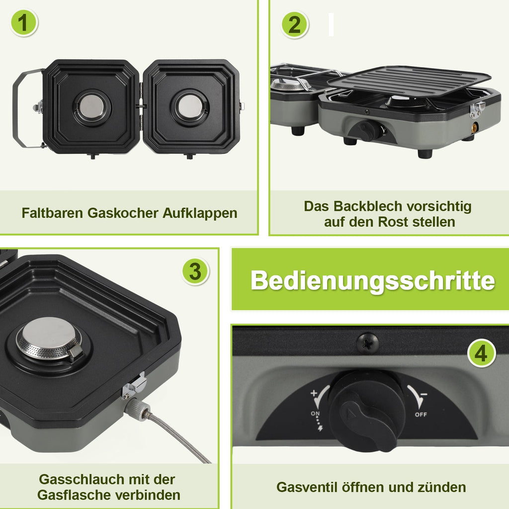 Cosmo Go Campingkocher 2-in-1 Gascampingherd Faltbarer