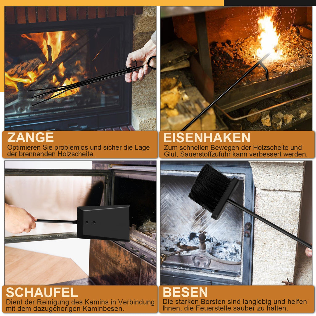 Cosmo Go Kaminofenregal mit 4 Kaminwerkzeug