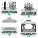 Cosmo Go Pavillon Gartenhütte Faltbares mit Doppeldach 3,3x3,3m
