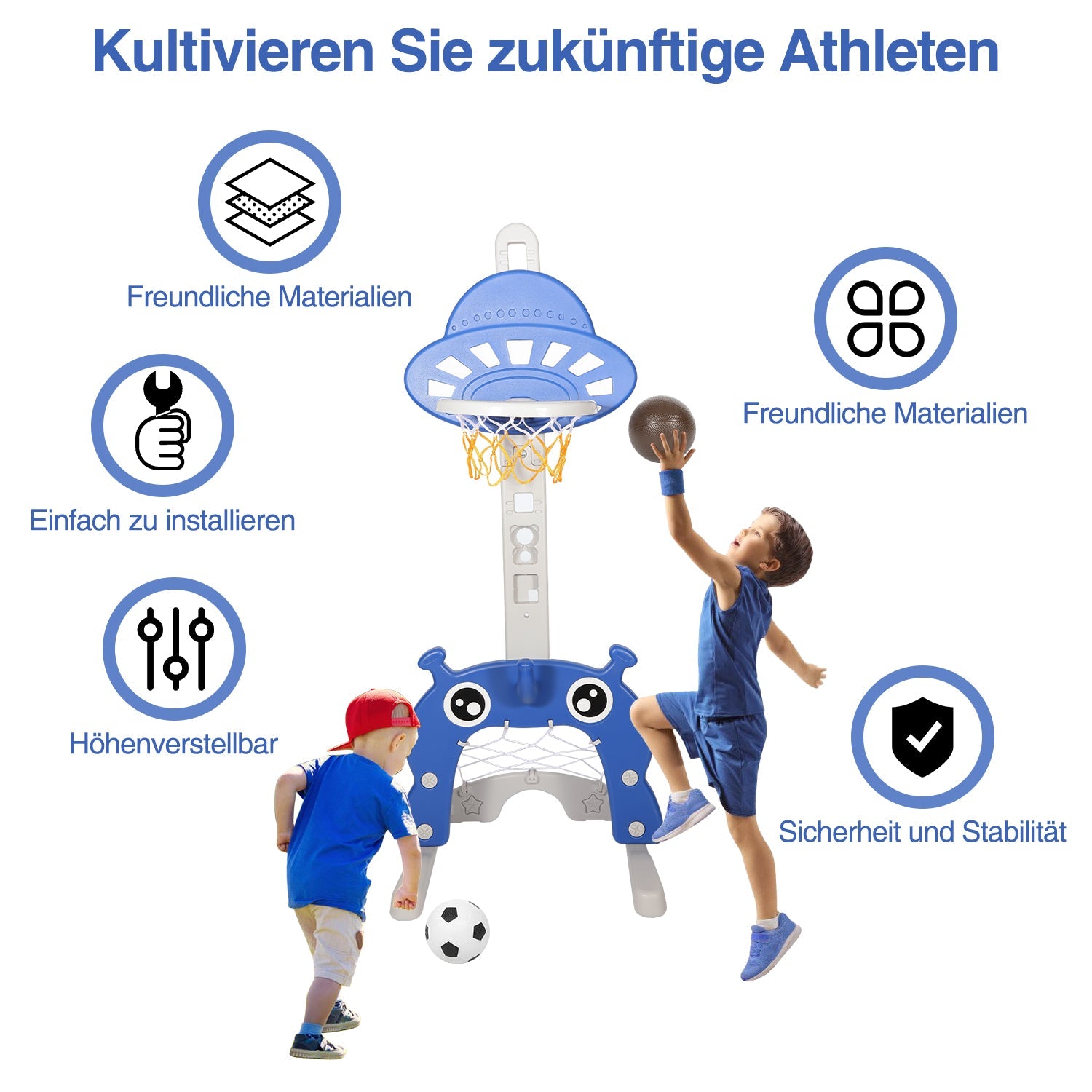 Cosmo Go Kinder Basketballkorb Set 4 in 1 höhenverstellbarer
