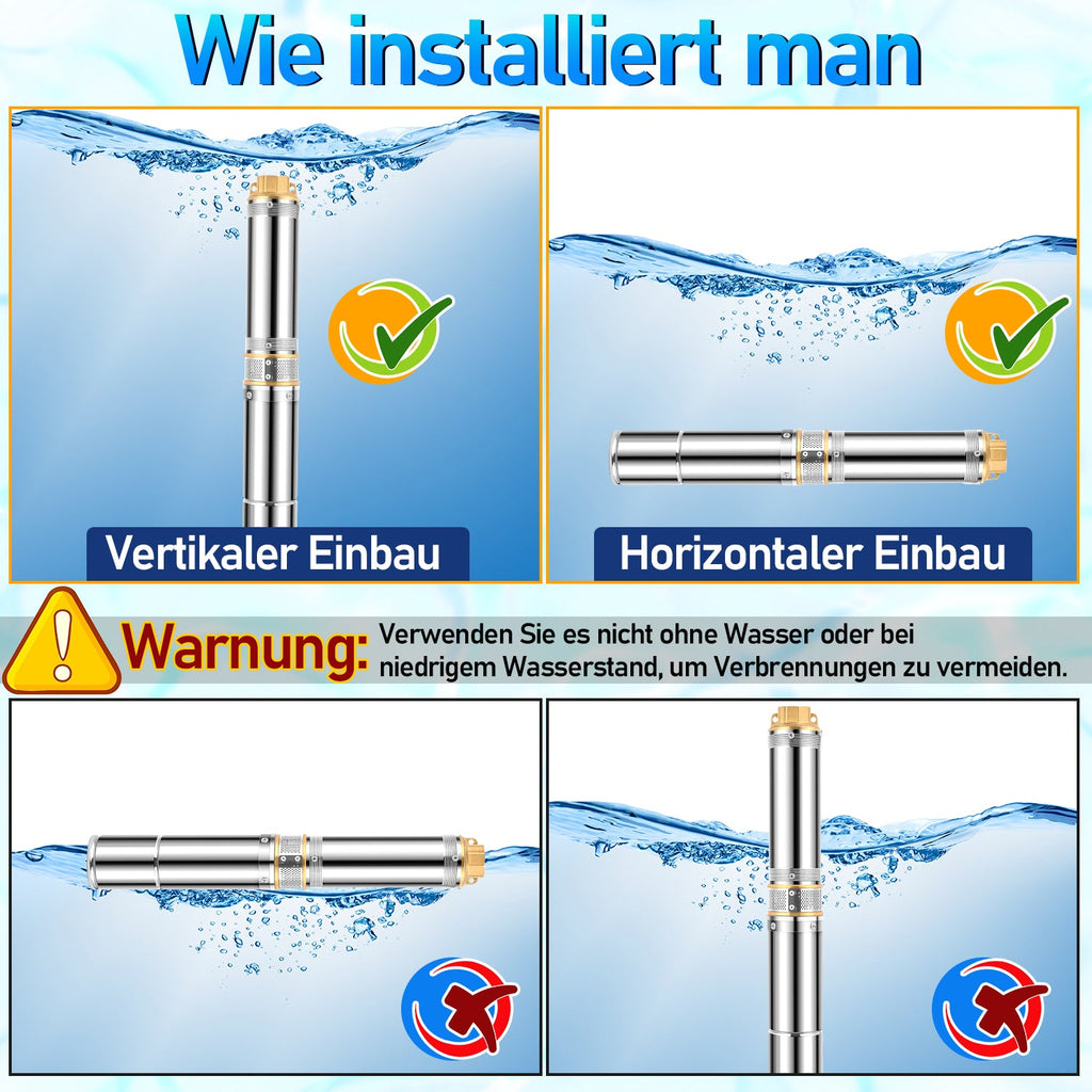 Cosmo Go Tiefbrunnenpumpe für Gartenbewässerung Edelstahl