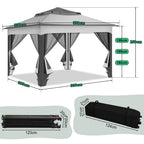 Cosmo Go Pavillon Gartenhütte Faltbares mit Doppeldach 3,3x3,3m