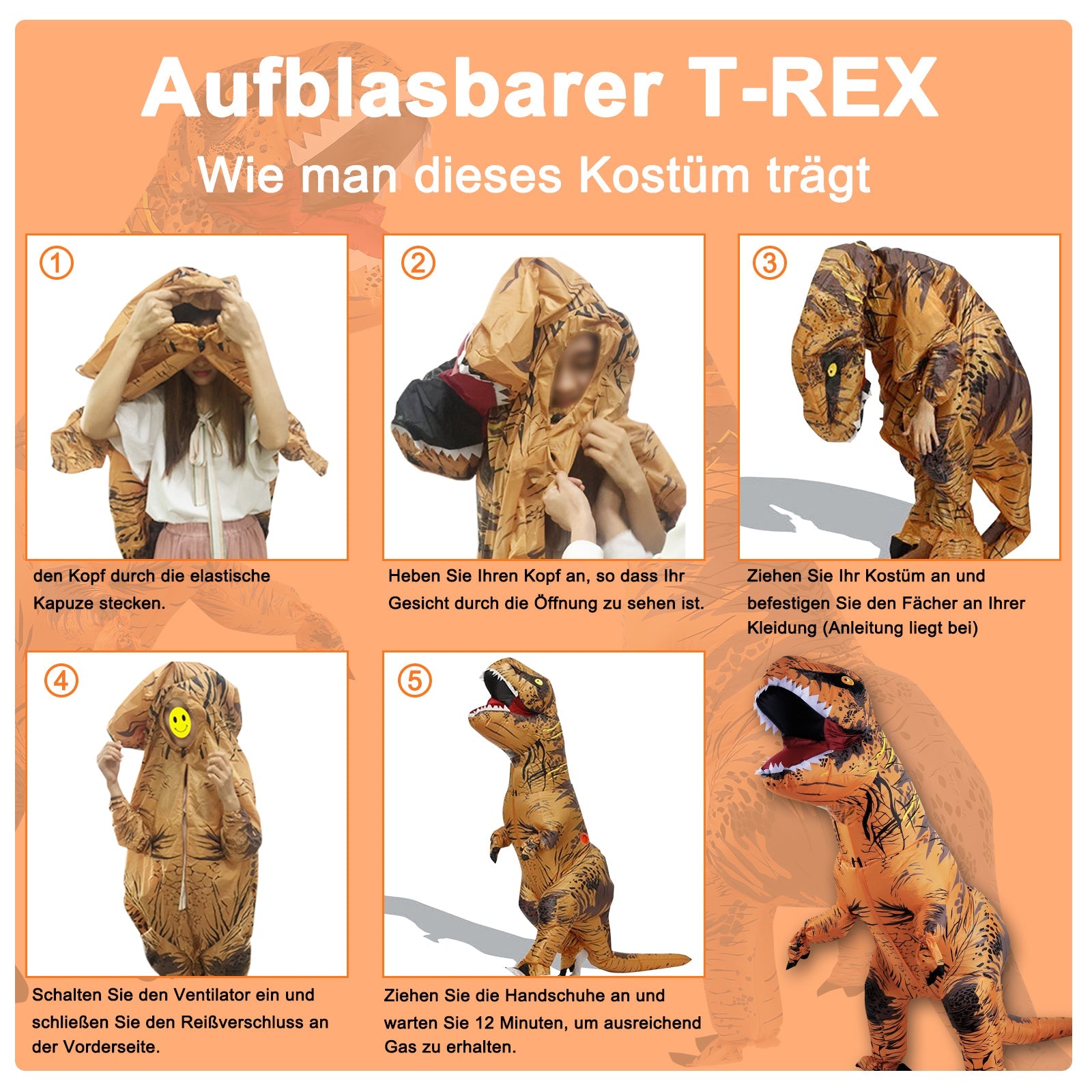 Cosmo Go Aufblasbares Dino Kostüm Erwachsene 200cm