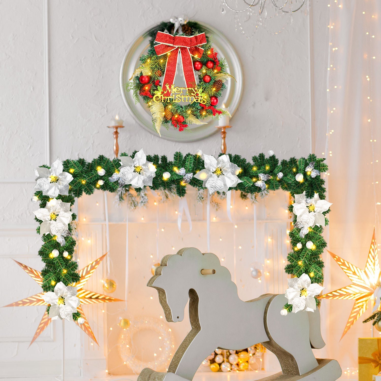 Cosmo Go Weihnachtsgirlande 2.7m mit Blumen