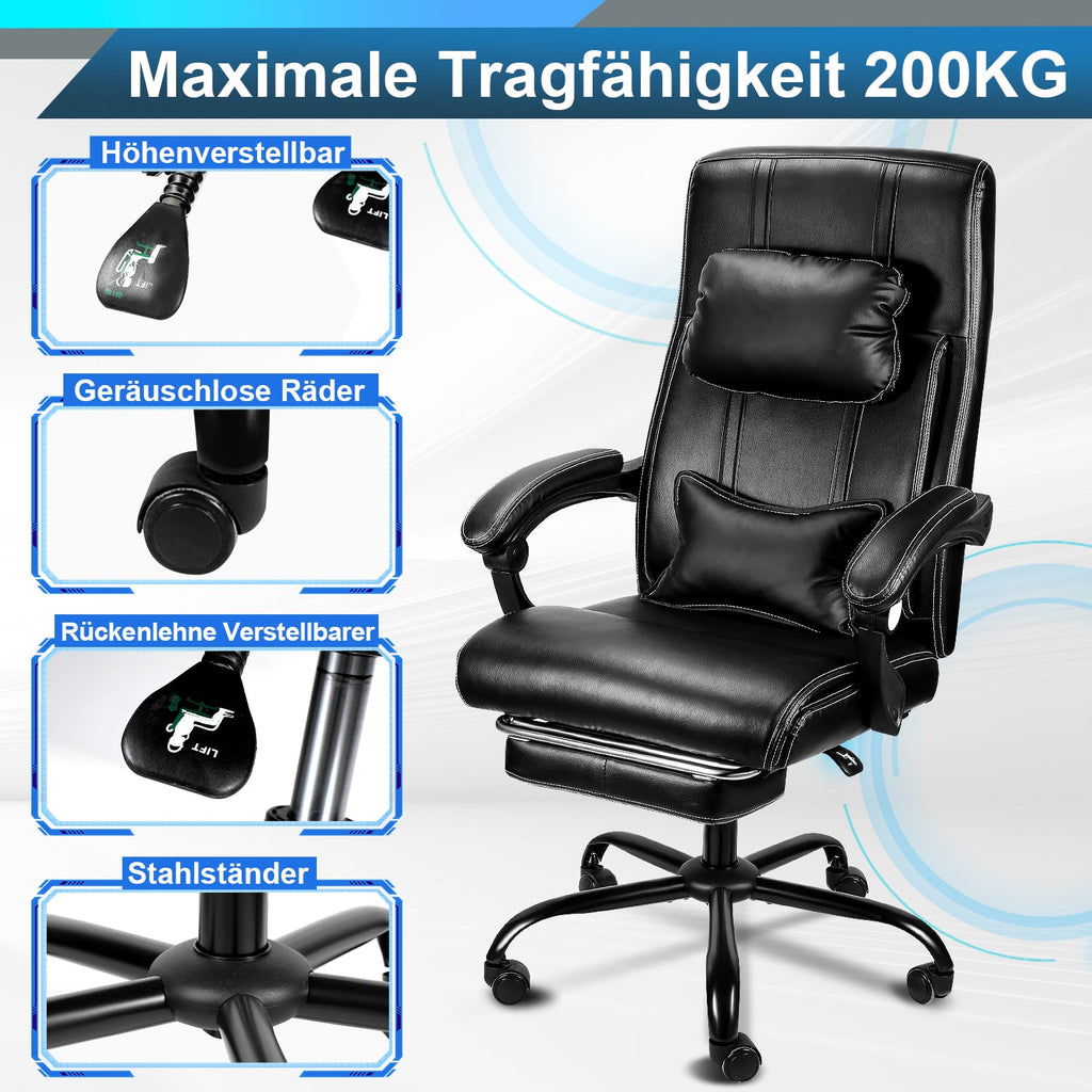 Cosmo Go Drehstuhl Höhenverstellbar Bürostuhl 360° frei Drehbar mit Lendenkissen