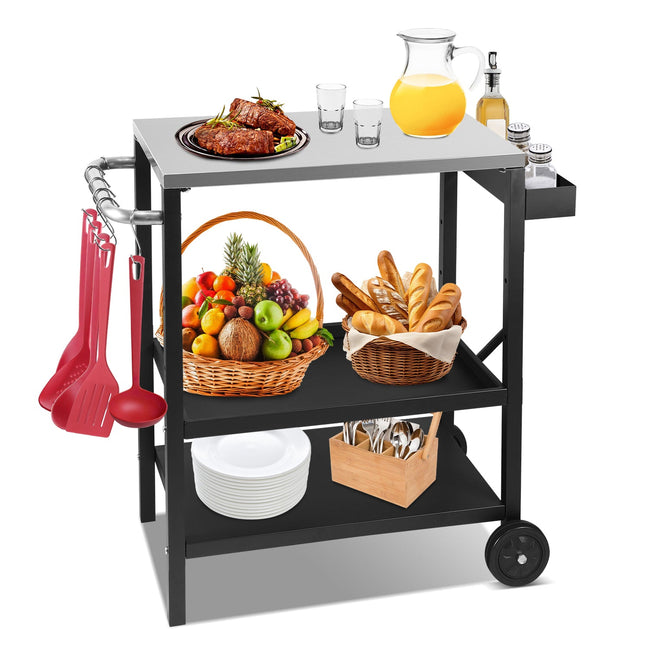 Cosmo Go Grillwagen Grilltisch Höhenverstellbar mit 3 Ablagen BBQ Hover Image