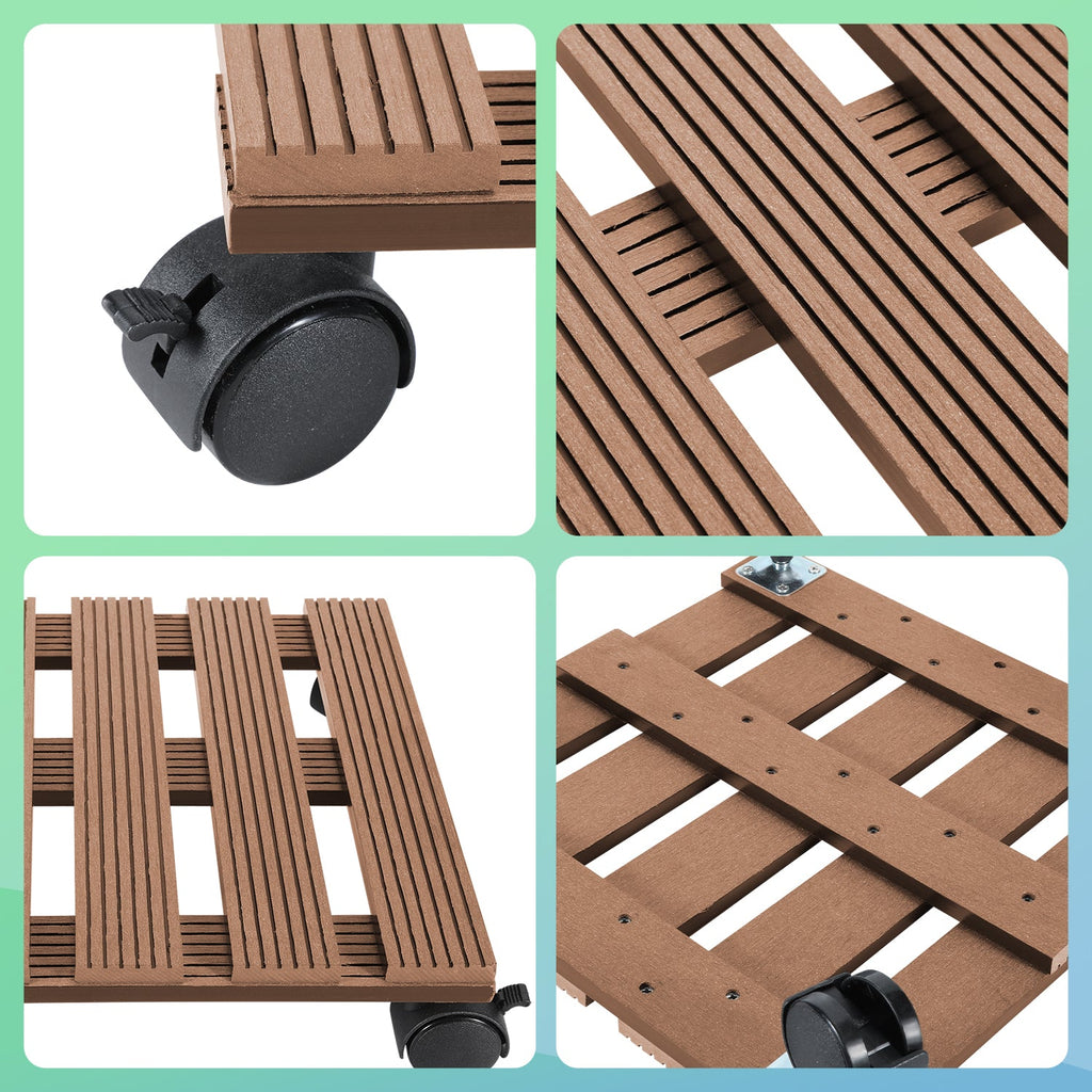 Cosmo Go WPC Pflanzenroller Eckig mit Rollen Tragkraft 80 kg