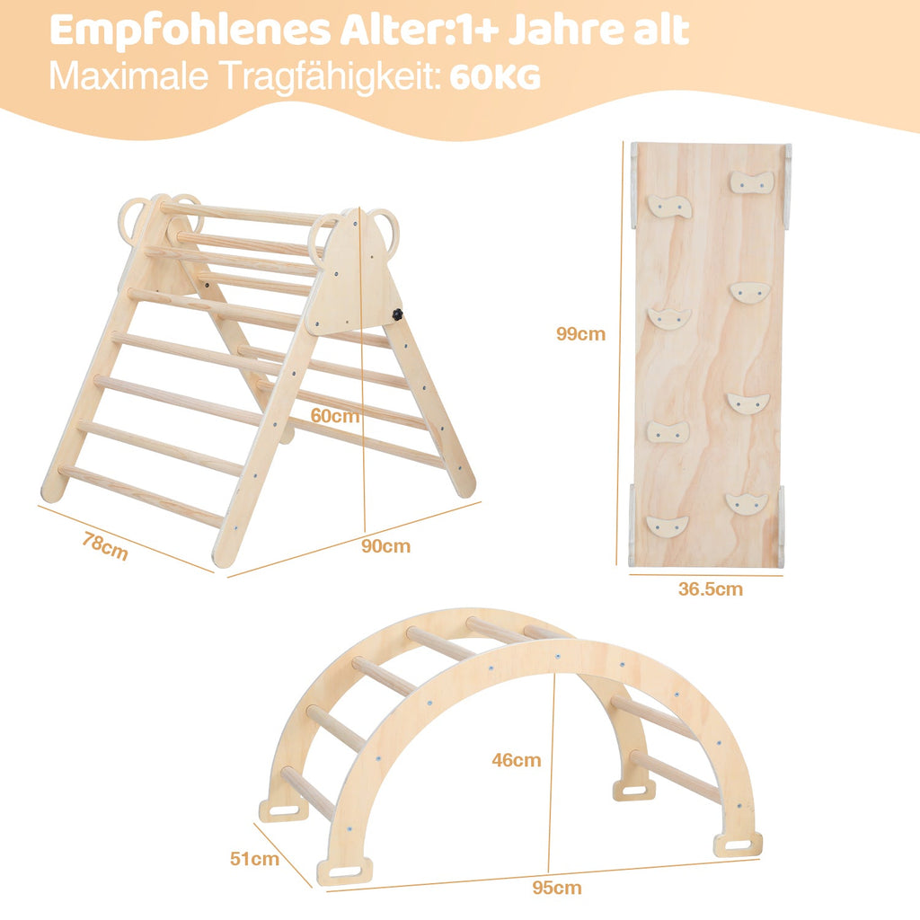 Cosmo Go Klettergerüst Indoor 3-in-1  mit Bogen/Rutsche/Dreieck