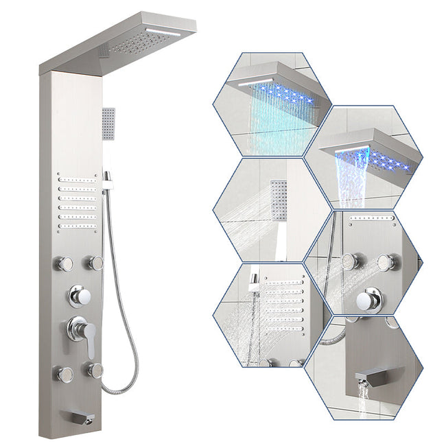 Cosmo Go Duschpaneel Wandduschpaneel 5 Funktionen Edelstahl Silber Hover Image