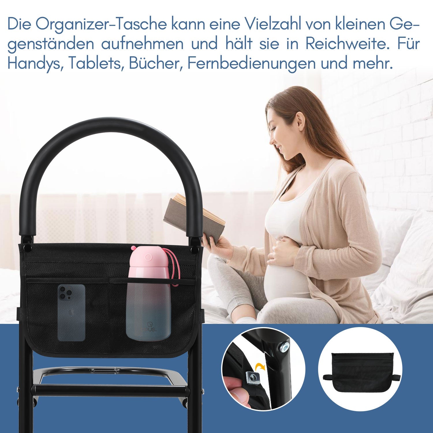 Cosmo Go Aufstehhilfe Bett mit Unterstützung Beine und Lagerung Tasche