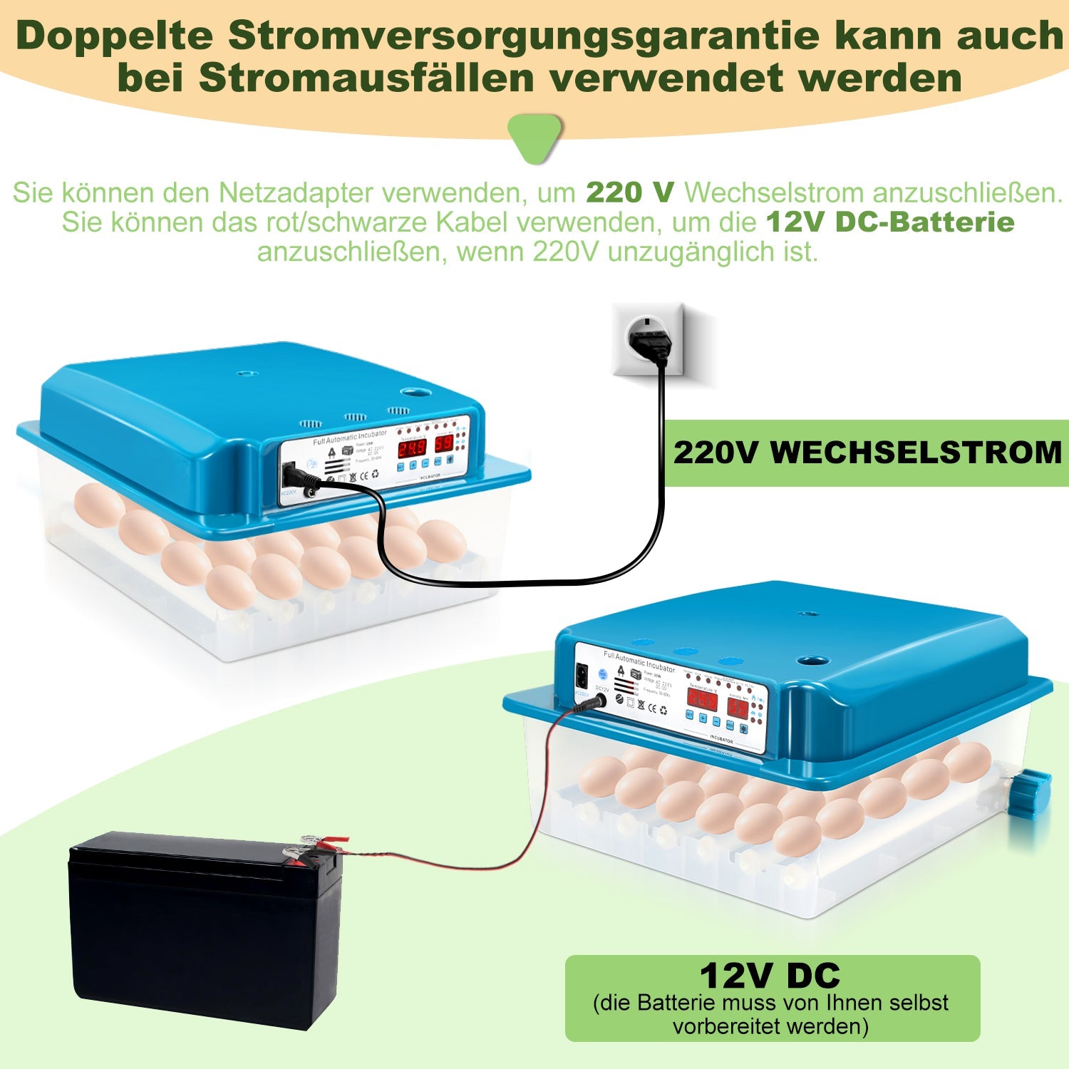 Cosmo Go Brutautomat Vollautomatisch Inkubator für Hühner 36 Eier